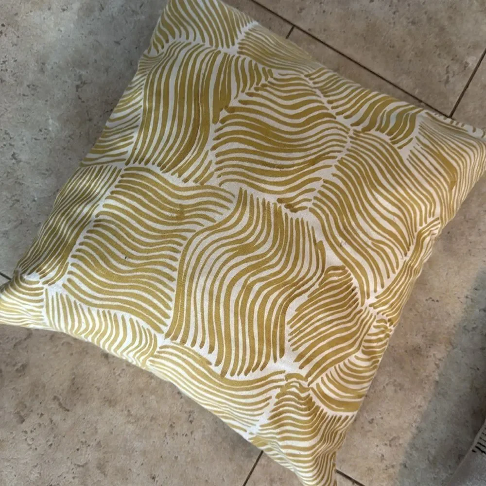 Yellow and Gray Decorative Pillows (2) Pillows - Square and Rectangle LIKE NEW